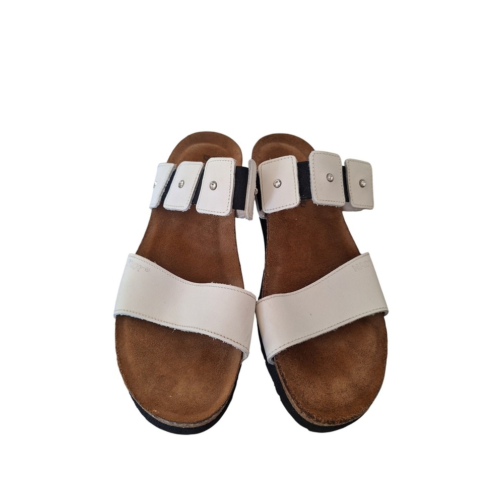 Naot White Leather Crystal Embellished Slide Sandals Women 42 US 11 Comfort